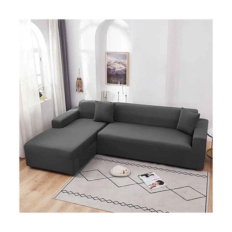 Universal 2-Piece L Shape Sofa Cover Spandex Super Soft Stretch for Living Room, Anti Slip, 3+3