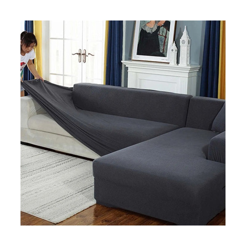 Universal Large Shape Sofa Cover Spandex Super Soft Stretch for Living Room, Anti Slip, 3+3 Seater – 12365