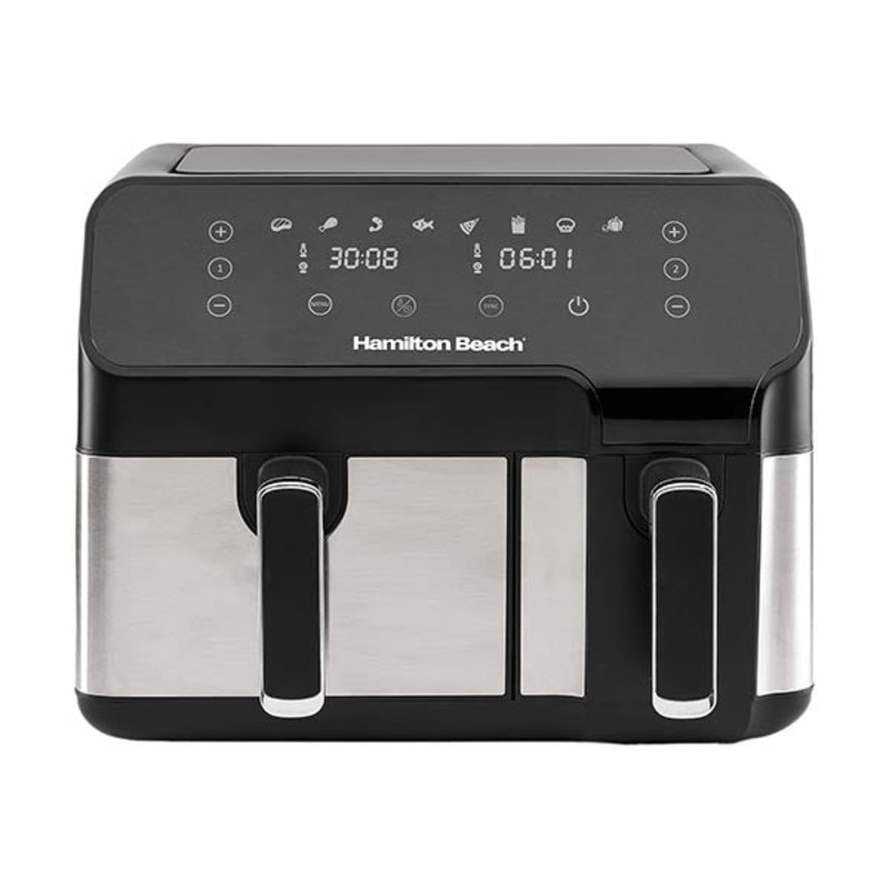 Hamilton Beach, Dual Size 8.5L Digital Air Fryer, 5.3L and 3.2L capacity Baskets-Independently Controlled + SYNC Finish Function, 8-in-1 Cooking Modes, 1700 Watts – AF5232-ME