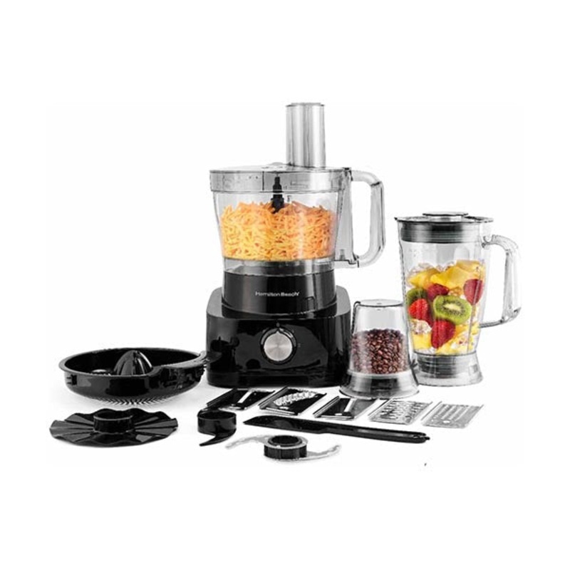 Hamilton Beach Food Processor 1000W, 3.5L Bowl and 11 Attachments – Blender, Citrus Juicer, Grinder Mill, Chopper, and More to Knead the Dough – FP1012-ME