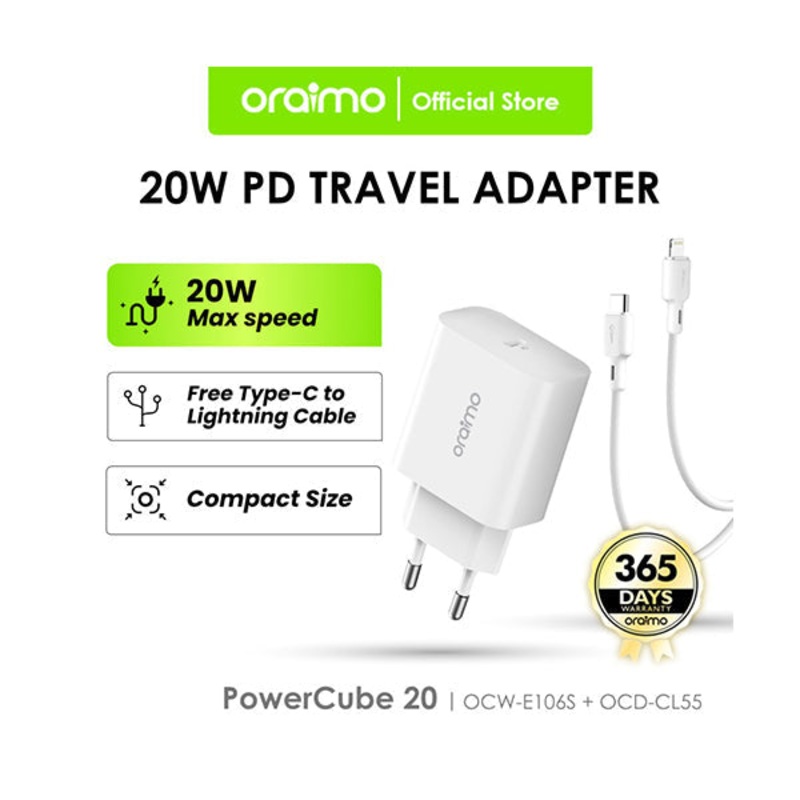 Oraimo, Powercube 20, OCW-E106S, Type-C to Lightning-Fast Charging Ultra Speed – CL55