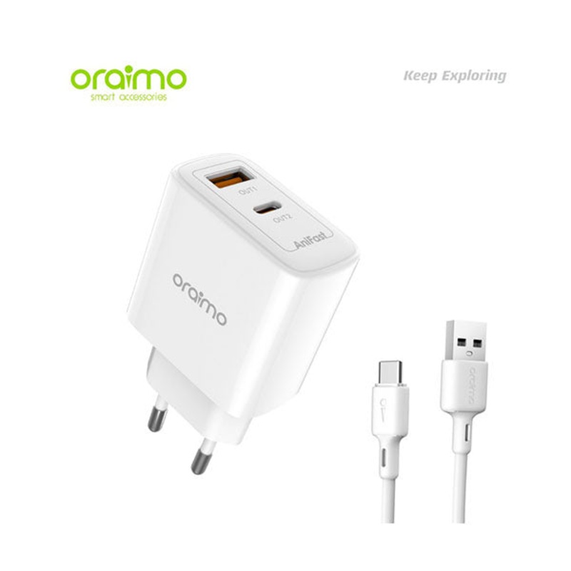 Oraimo PowerGan 25W OCW-E100D Super Speed Fast Charger + Cable Type-C – C54