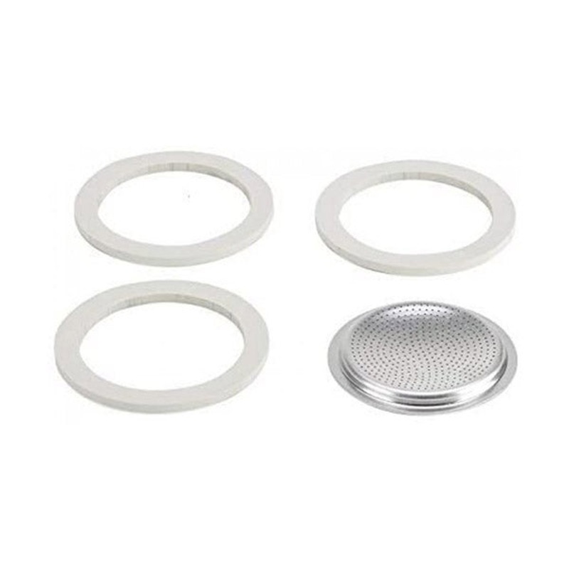 Bialetti, 3 Gaskets, and 1 Plate, Compatible with Moka Express – 0800034
