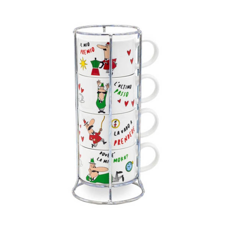 Bialetti, 4 Pcs Cappuccino Cup Set with Stand – TAZZ203