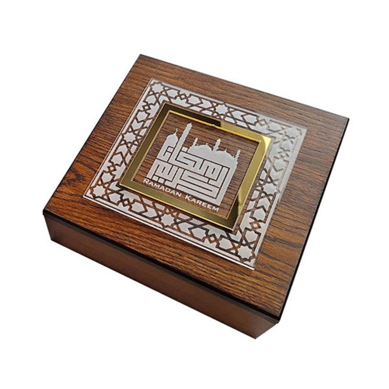 Testa Wooden Tea Box Arabesc Ramadan Karim, Size: 23 x 23 x 8 Cm – Available in Different Models