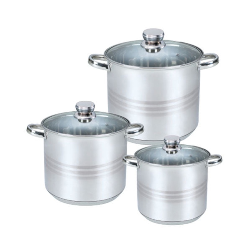 Zilan, Stainless Steel 6Pcs Set 20+22+24Cm Glass Lid Induction – ZLN4045