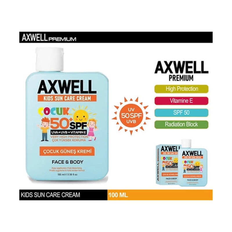 Axwell, Kids Sun Care Cream, UVA/UVB Face and Body Sun Care Cream – JT538