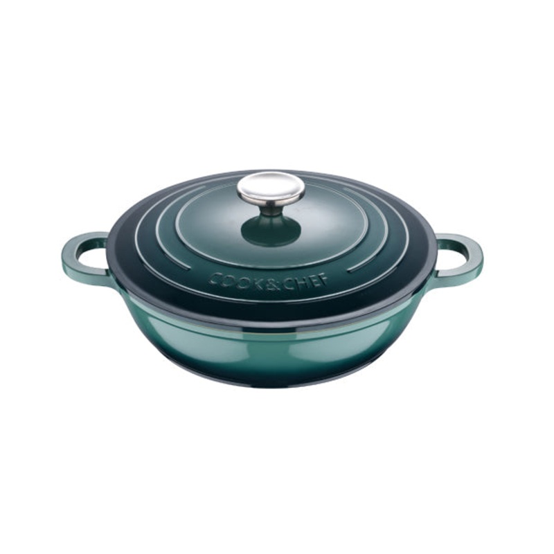 Bergner, Shallow Pot 24X6.5Cm Cast Alu Ind W/Lid – BG-36103-GR