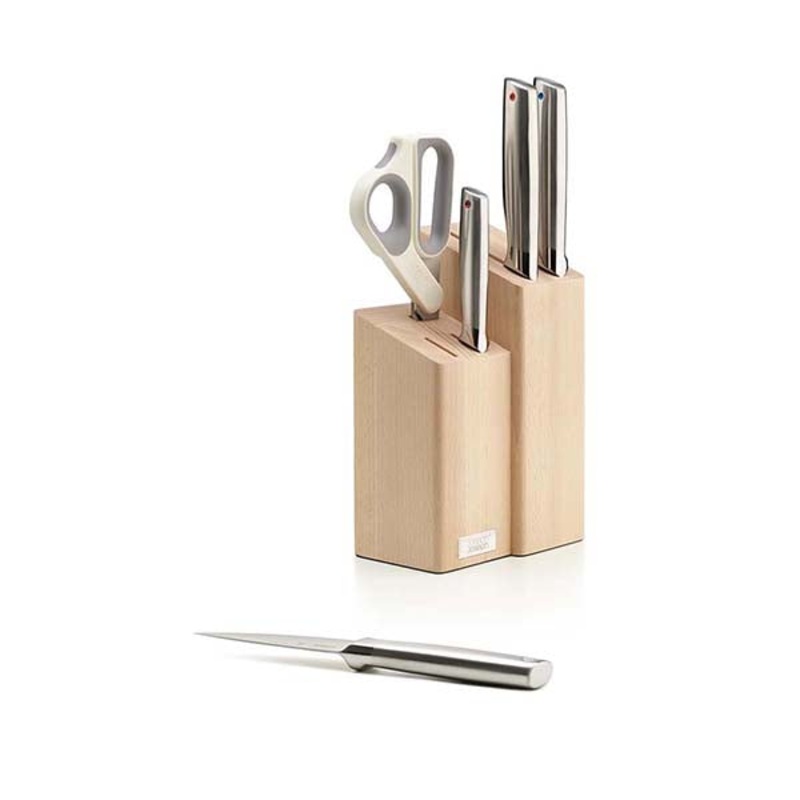 Joseph Joseph, 10577, Elevate Fusion 5-Piece Knife & Scissor Set with Beechwood Block