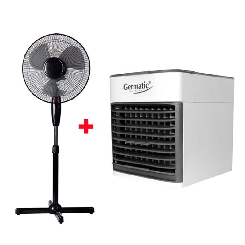 Lex Stand Fan 40W (YW52225) + FREE Germatic  Mini Air Cooler (AC-3.5.805.1)