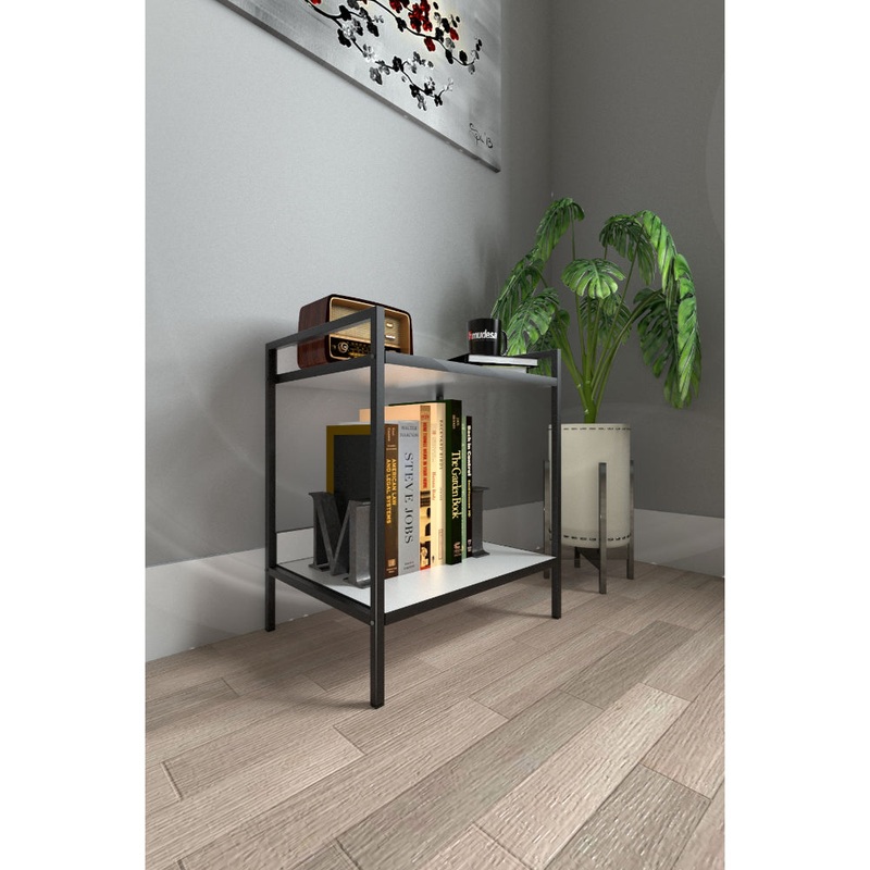 Mudesa, Modern Bedside Table Metal Wooden Two-Shelf Nightstand Metal Leg Shelf Bookshelf Coffee Table – AVENA