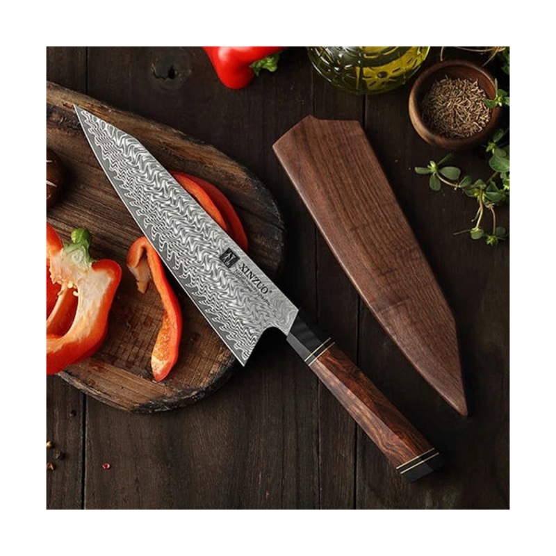 Xinzuo Premium Series Damascus Chef Knife + Wooden Box + Wooden Sheath