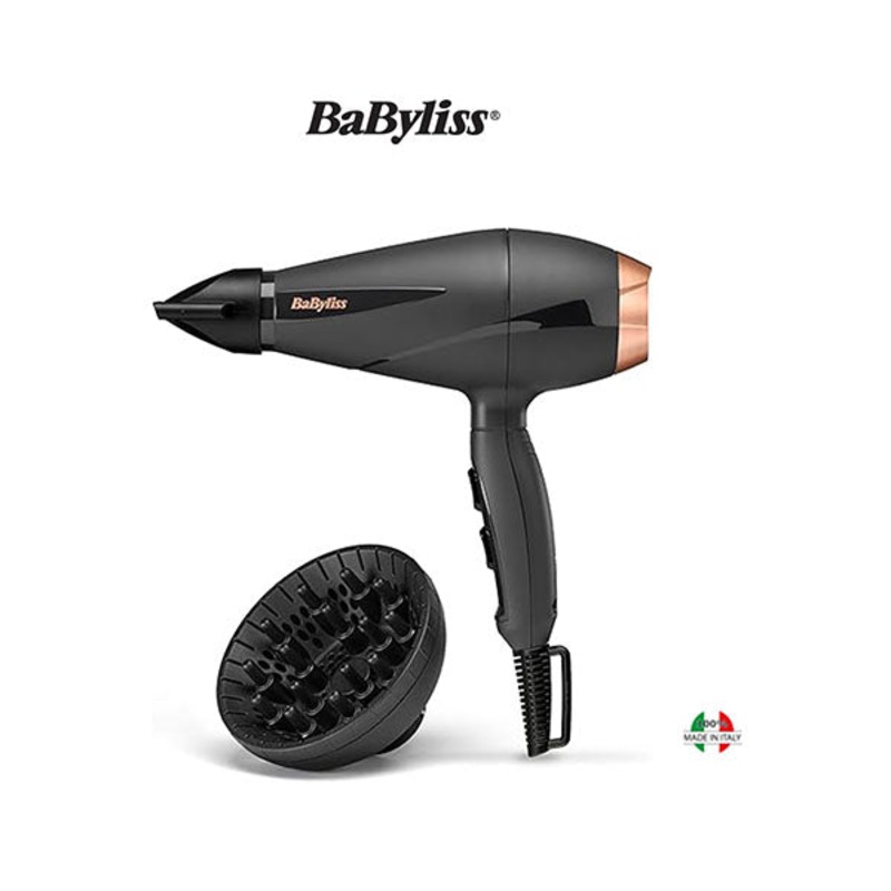 BaByliss Professional AC Hair Dryer 2100W, Ionic Frizz Control with Smooth Pro 1 Nozzle & Curl Enhancing Diffuser, 3 Heat & 2 Speed Settings with Cool shot, Made in Italy