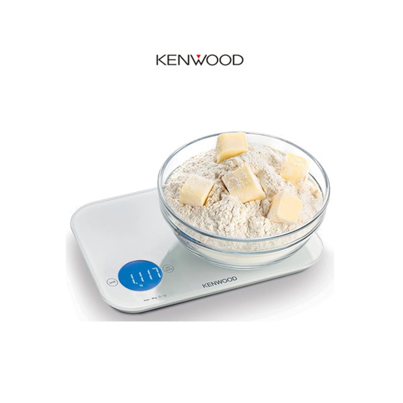 Kenwood Digital Kitchen Scale | Food Scale | Weighing Scale | Weight Scale | 8Kg/22lbs Capacity 4MM Tempered Glass, Touch Control, Tare/Zero Function, Auto Shut-Off (Batteries Included) WEP50.000BK
