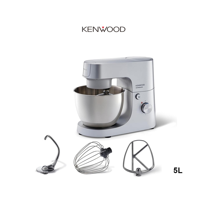 Kenwood Stand Mixer Homebake Kitchen Machine 1400W, 5L Stainless Steel Bowl, K-Beater, Whisk, Dough Hook, Splash Guard