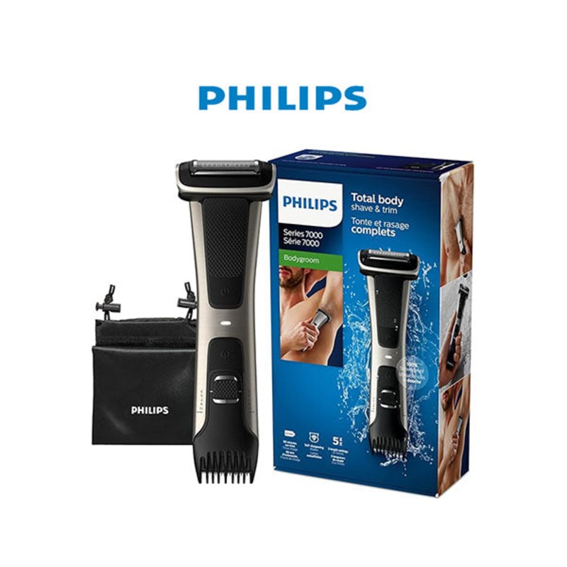 Philips Bodygroom BG7025/13 | Showerproof Groin & Body Trimmer | Body Shaver, 5-Length Adjustable Comb | 80min Cordless, Skin Protection