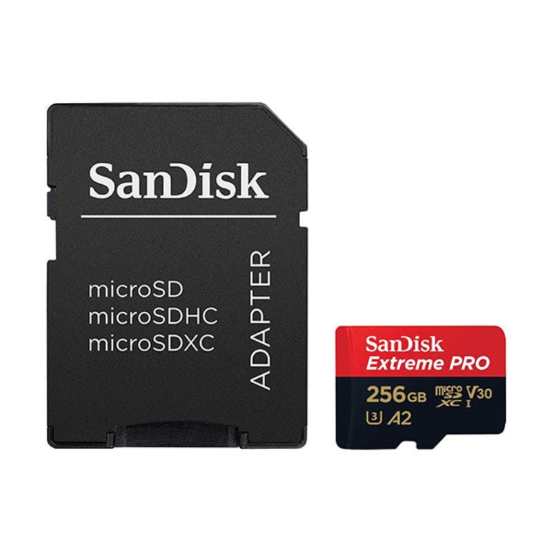 Sandisk Extreme Pro MicroSDXC 256GB + SD Adapter 190mb/s 90mb/s A2 C10 V30 U – SDSQXCD-256G-GN6MA