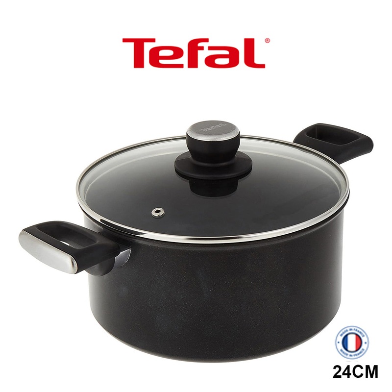 TEFAL Cooking Pot | UNLIMITED Stew Pot 24 cm with Lid | Easy Cleaning Non Stick Coating Thermo Signal Healthy Safe Induction | Made in France | G2554602