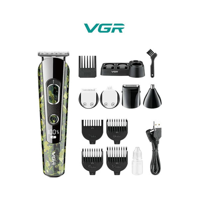 VGR V-102 Camouflage Professional Grooming & Body Kit with Cord & Cordless Multipurpose Hair Clipper, Runtime: 150 min, Trimmer for Men