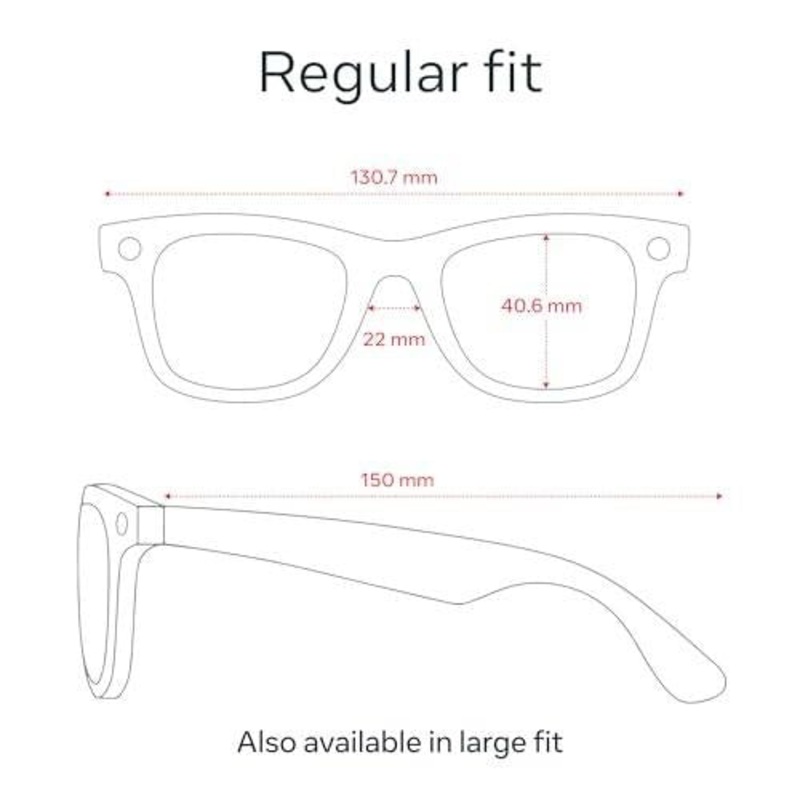 META WAYFARER GLASSES WITH  AI STANDARD SIZE POLARIZED GRADIENT, MATTE BLACK, FACTORY REFURBISHED