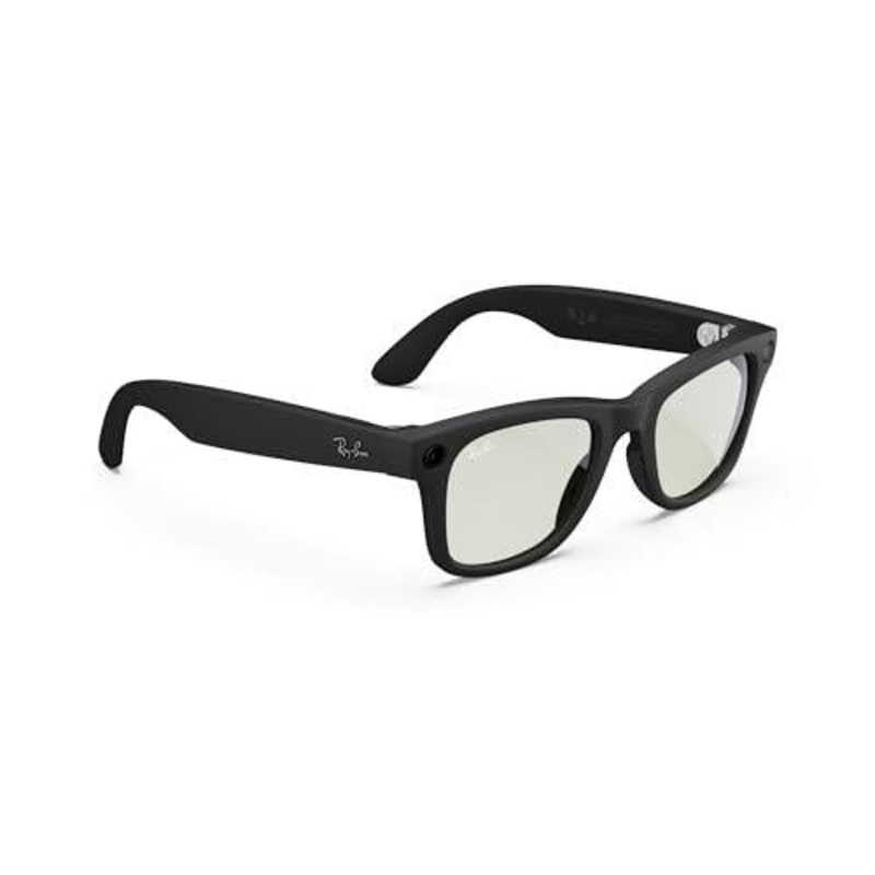 META WAYFARER LARGE GLASSES WITH  AI CLEAR TO GREEN TRANSITIONS LENS, MATTE BLA, FACTORY REFURBISHED