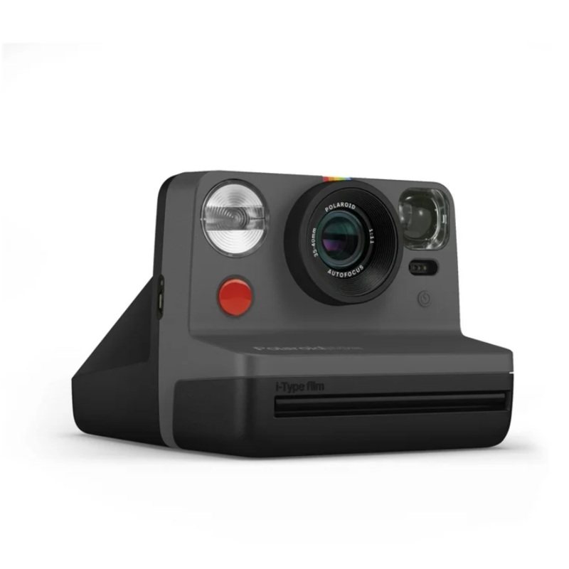 POLAROID NOW BUNDLE WITH BLACK CAMERA AND RED TRAVEL POUCH, BLACK