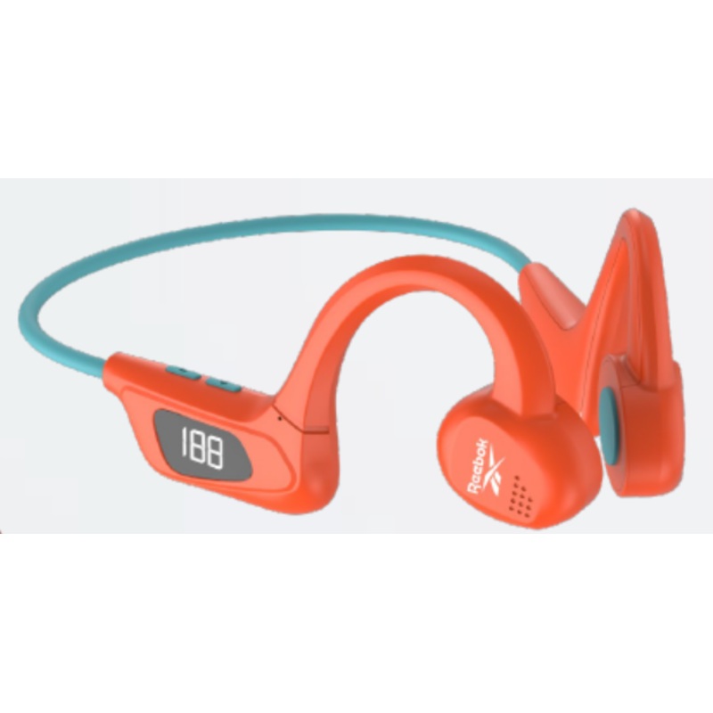 REEBOK BONE CONDUCTION WIRELESS HEADPHONES WITH DIGITAL DISPLAY, ORANGE