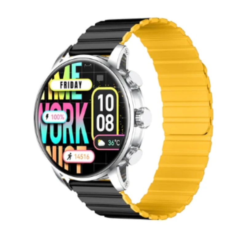 KIESLECT  KR2 CALLING WATCH IOS & ANDROID COMPATIBLE, BLACK+YELLOW