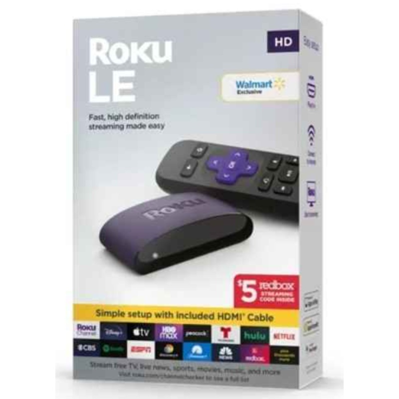 ROKU LE HD STREAMING DEVICE,HDMI CABLE,REMOTE CONTROL, WHITE
