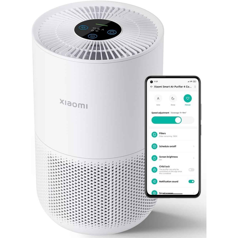 XIAOMI AIR PURIFIER FOR HOME ALLERGEN REMOVAL SMART WIFI ALEXA AIR PURIFIER FOR LARGE ROOM, WHITE