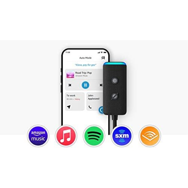 AMAZON ECHO AUTO EST MODEL,HANDS-FREE ALEXA CAR ACCESSORY,BLACK