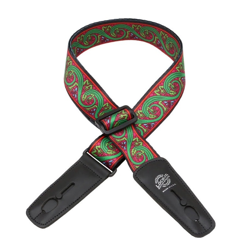 Lock-It Straps Bob Masse Series 2 Plush Poly Strap With Locking Ends – Green Lizards