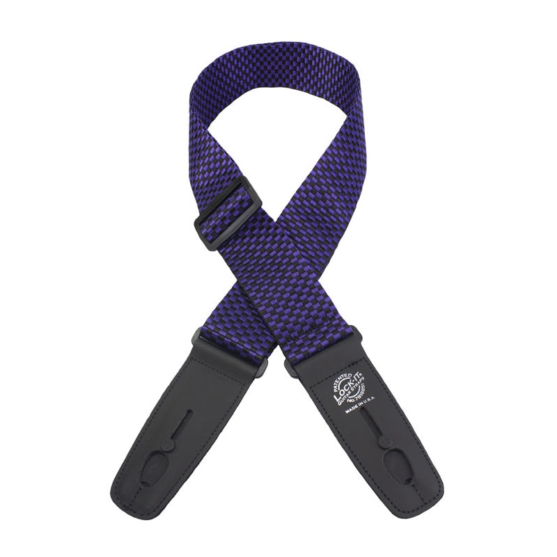 Lock-It Straps Professional Gig Series 2 Purple Checker Poly Strap W/ Locking Ends