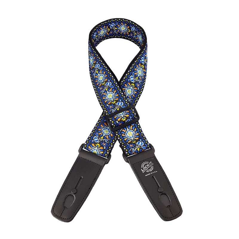 Lock-It Straps Retro Vintage Series Jacquard Strap With Locking Ends – Blue Chill