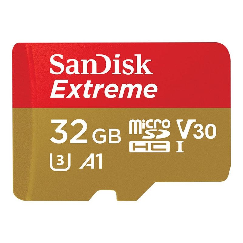 SANDISK EXTREME-FLASH MEMORY CARD 32GB WITH ADAPTER, YELLOW WHITE RED