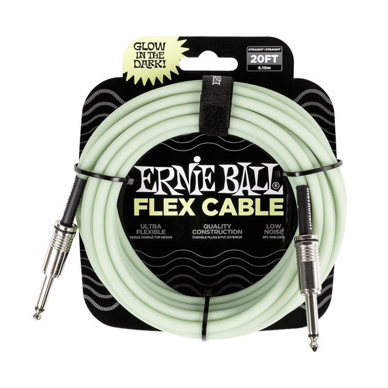 Ernie Ball Flex Instrument Cable – 20′ Long – Glow In The Dark