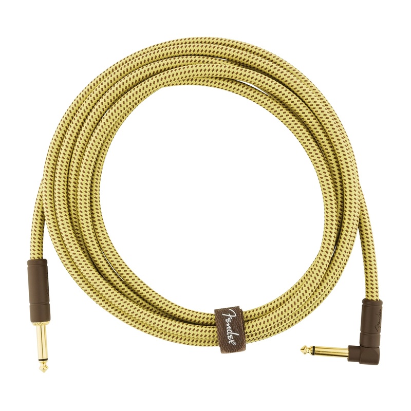 Fender Deluxe Series Straight to Right Angle Instrument Cable – 10 foot Tweed