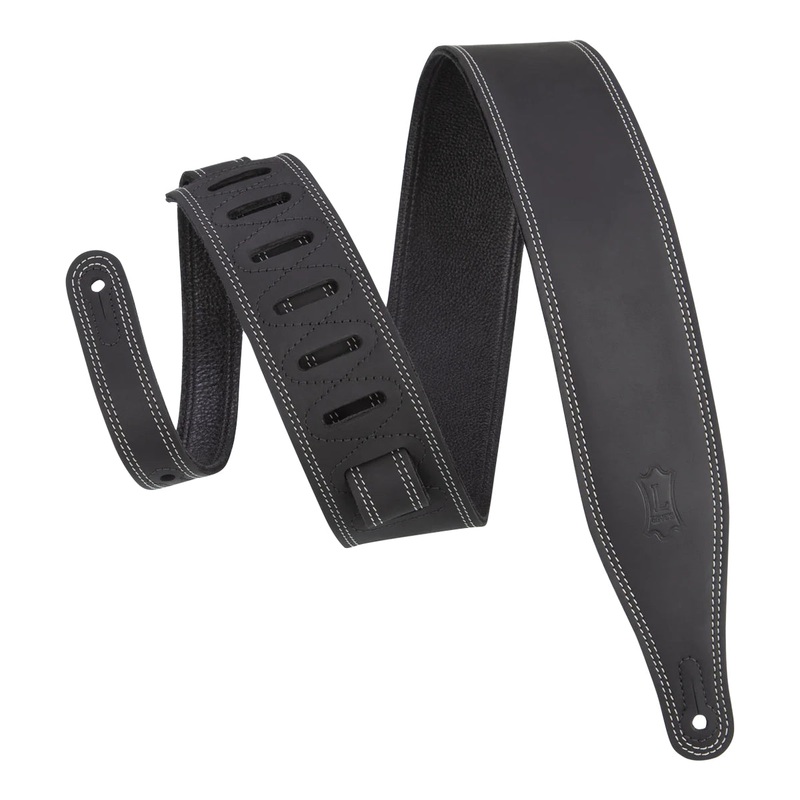 Levy’s Butter Double Stitch 2.5 Wide Garment Leather Guitar Strap – BLK