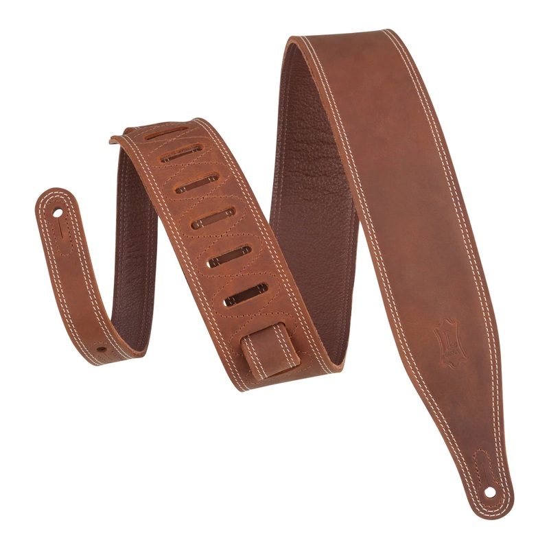 Levy’s Butter Double Stitch 2.5 Wide Garment Leather Guitar Strap – BRN