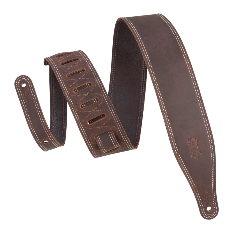 Levy’s Butter Double Stitch 2.5 Wide Garment Leather Guitar Strap – DBR