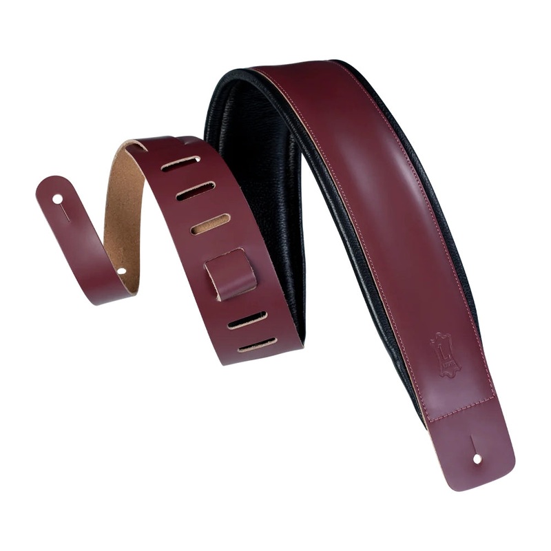 Levy’s Dm1 3 Leather Face W/Padded Back Guitar Strap – Burgundy