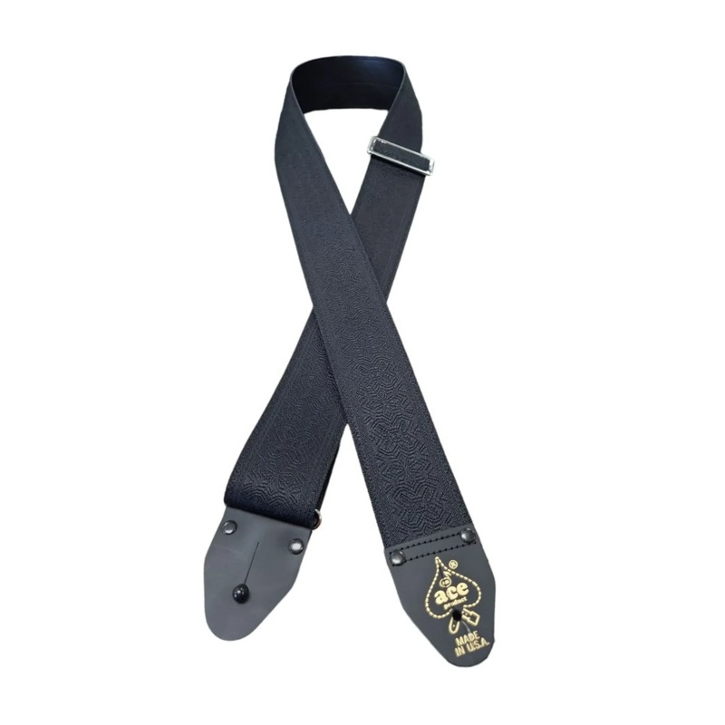 D’andrea Ace Embossed Guitar Strap – Black