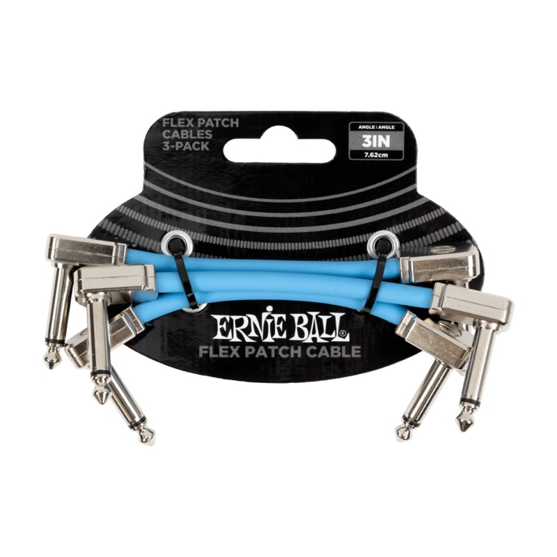 Ernie Ball 6459  3 Flex Patch Cable – Blue – 3-Pack