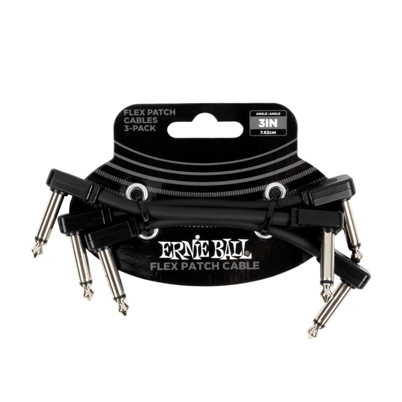 Ernie Ball Flex Patch Cable Patch Cable, 1/4 Trs Male-1/4 Trs Male – 3, Black, 3-Pack