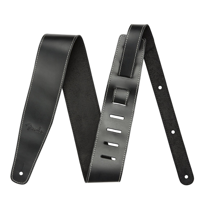 Fender Broken-In Leather Black Guitar Strap – Black