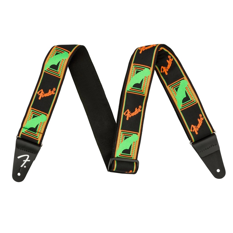 Fender Neon Monogram Guitar Strap – Green/Orange
