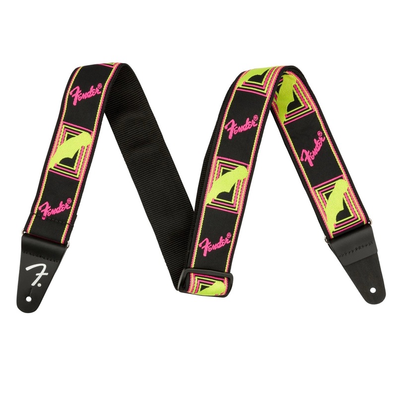 Fender Neon Monogram Guitar Strap – Yellow/Pink
