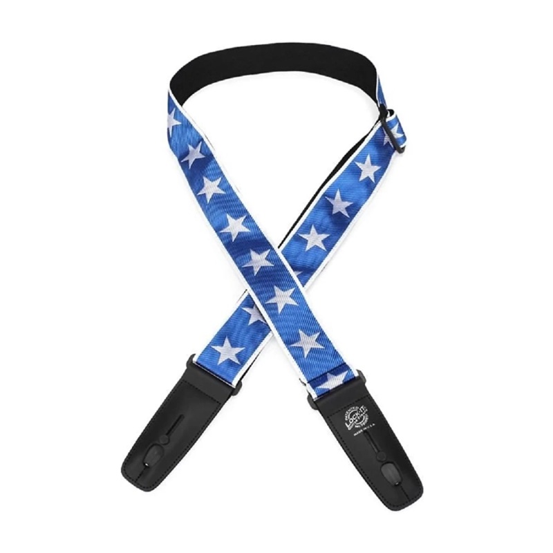 Lock-It Straps Cotton Guitar Cotton Guitar Strap – Blue With White Stars