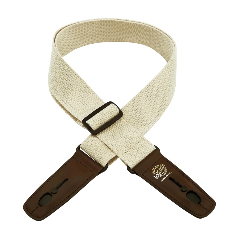 Lock-It Straps Lis 049C2-Nat/Brn Cotton Guitar Strap – Natural
