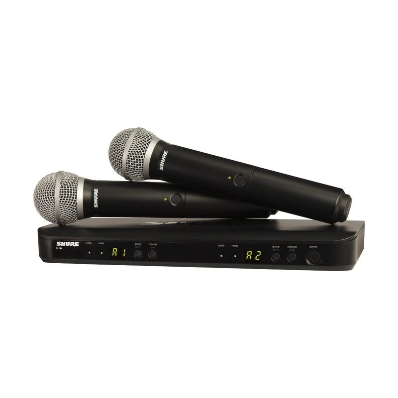 Shure BLX288/PG58 Dual Channel Wireless Handheld Microphone System – J11 Band